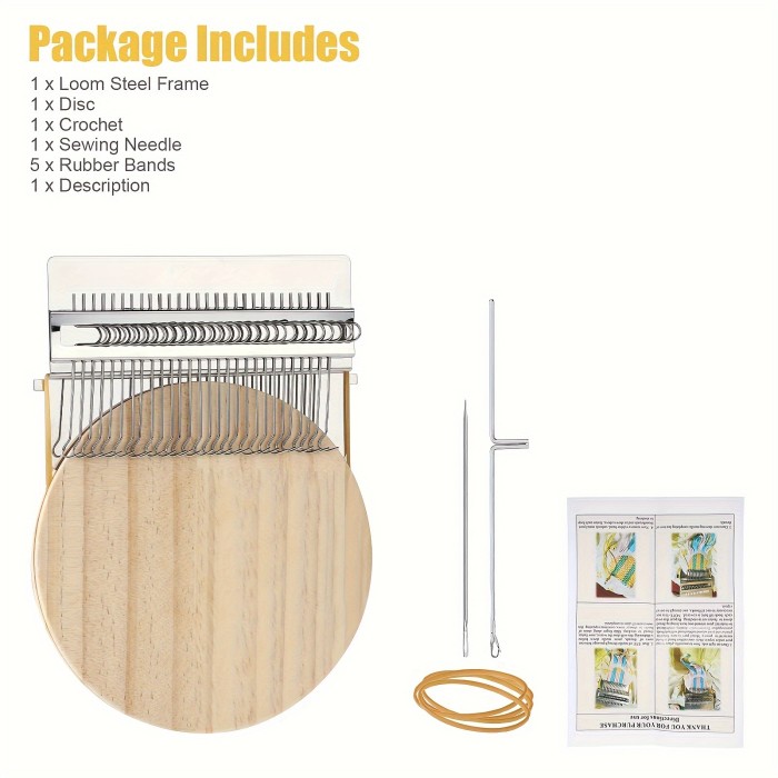 Portable Loom Machine, DIY Textile Tool for Mending and Weaving, 28 Hooks Compact Loom, Sewing Beading Kit For Beginners