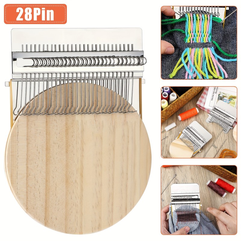 Portable Loom Machine, DIY Textile Tool for Mending and Weaving, 28 Hooks Compact Loom, Sewing Beading Kit For Beginners