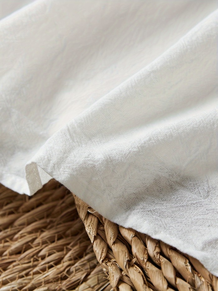 Bohemian Beach Vacation Dress for Women - Embroidered Floral Midi with Lantern Sleeves, Round Neck, and Ruffle Hem, Loose Fit Ethnic Style Dress, Beach Dress