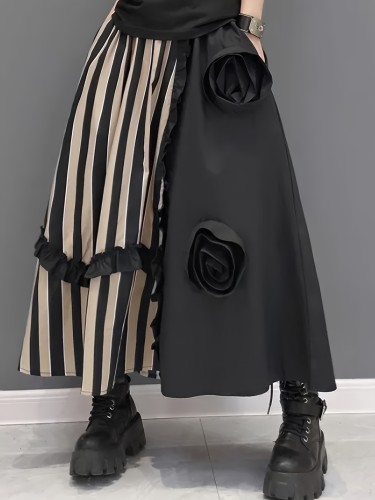 Fashionable Women'S Casual Patchwork Midi Skirt