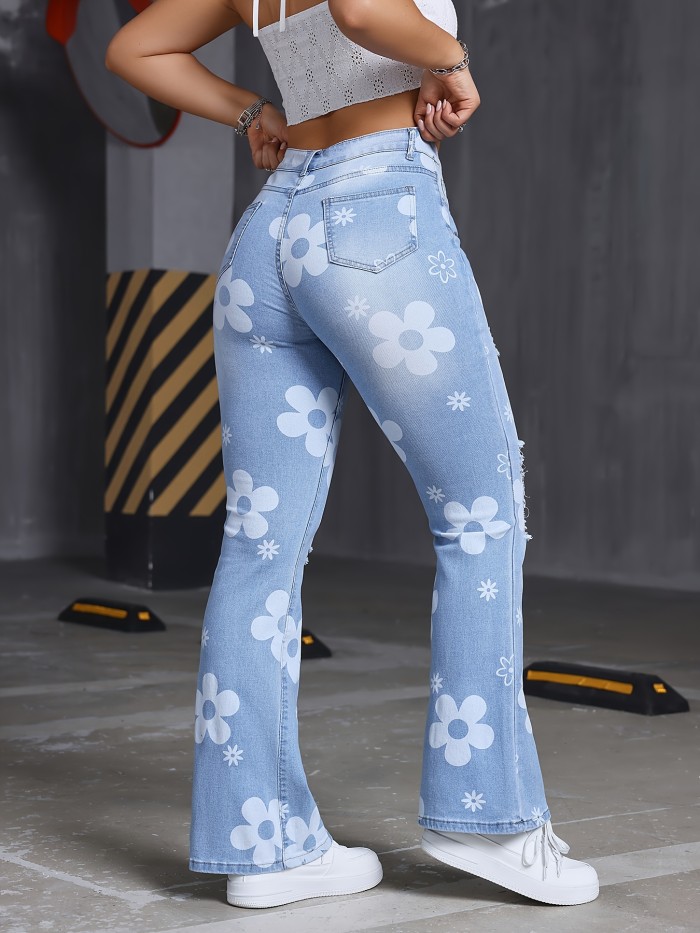 Women's Printed Elastic Straight Trousers