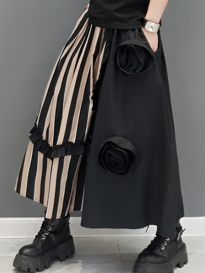 Fashionable Women'S Casual Patchwork Midi Skirt