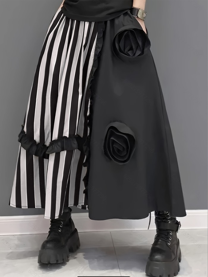 Fashionable Women'S Casual Patchwork Midi Skirt