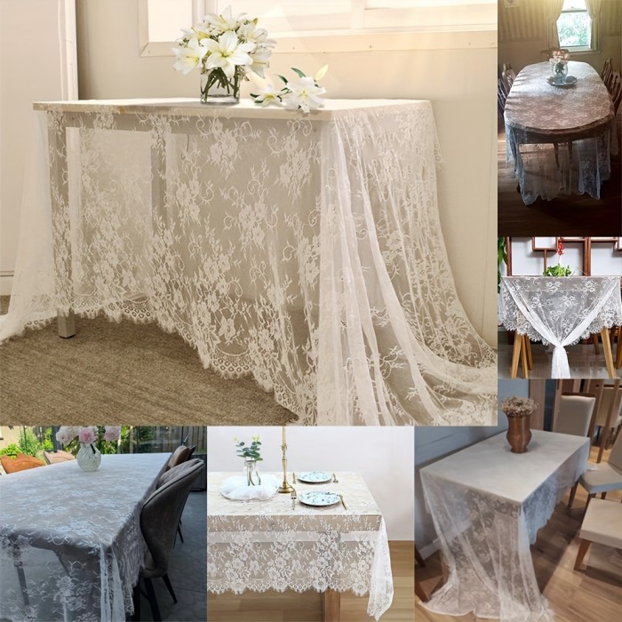 1pc White Lace Table Cover 1pc, White Lace Fabric for Table Cover, Lace Decorative Tablecloth Dining Cloth Textile Wedding Party Home Decor