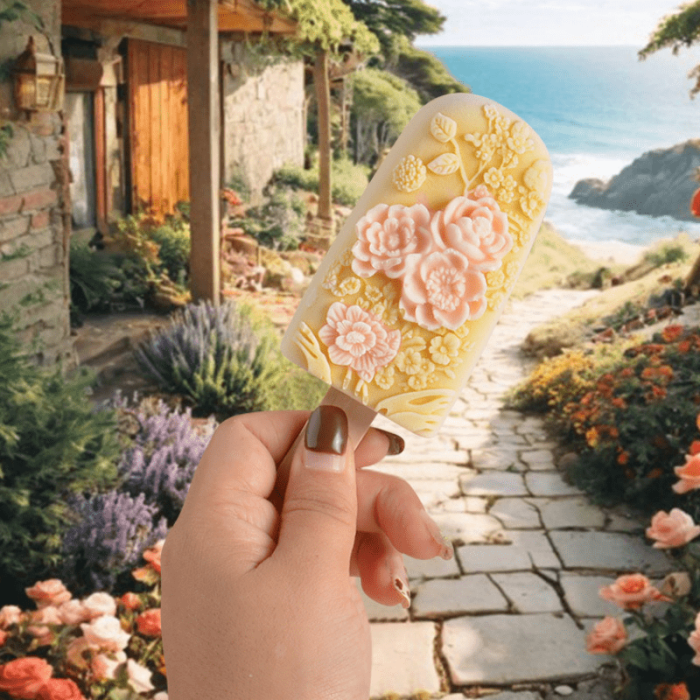 Silicone Floral Ice Cream Bar Molds - Food-Grade, DIY Craft, Flower-Shaped Popsicle Molds for Cake Decorating, Artisan Ice Pops, and Handcrafted Travel Souvenirs with Easy Release and Durable Construction