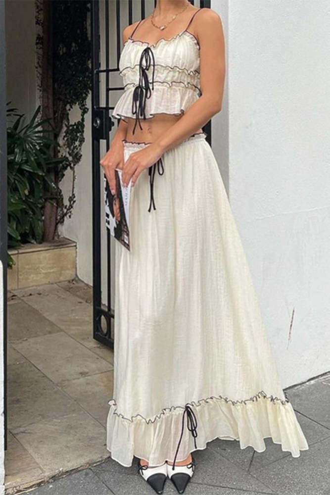 Sexy Lace Up U Neck Sleeveless Two Pieces