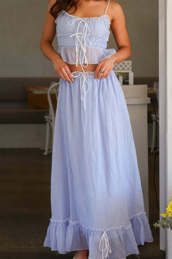 Sexy Lace Up U Neck Sleeveless Two Pieces