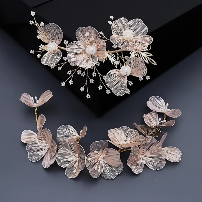 Handmade Floral Headpiece Golden Elegance A Beautiful Handmade Floral Headpiece With Golden Leaves, Perfect For Brides To Wear At Weddings Or Formal Events, Adding A Touch Of Elegance And Style To Their Hair.
