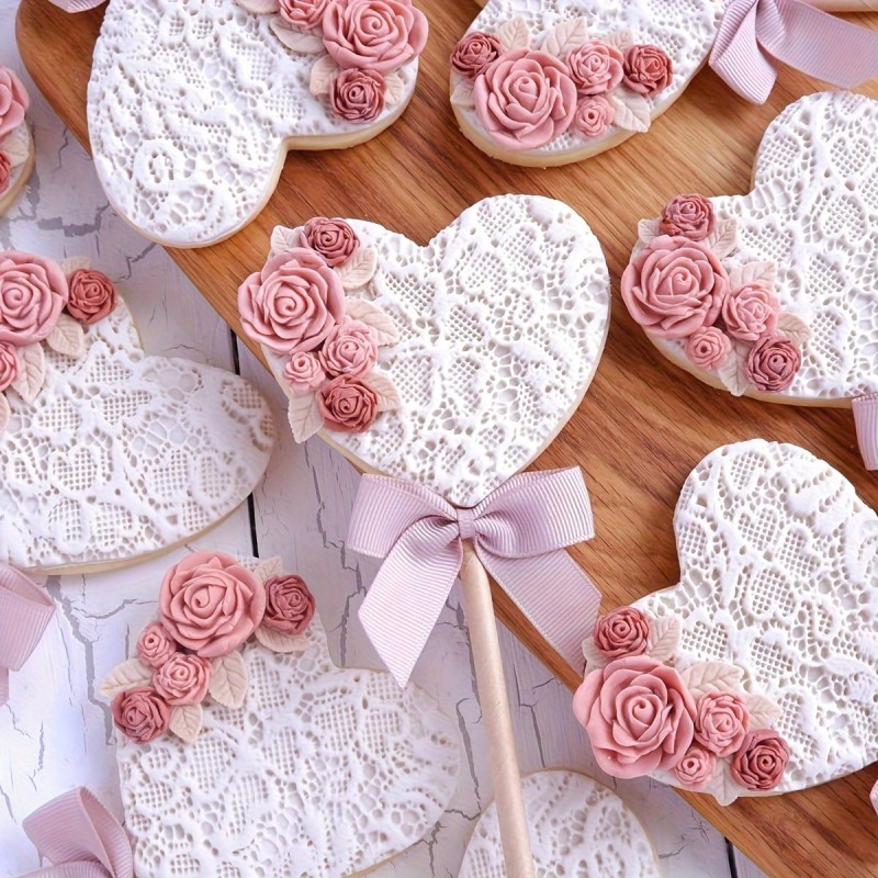 Silicone Lace Mat Flip Cake Decoration Mold - Reusable Baking Tools for Wedding Birthday Party - Paper Cup Cake Top Decoration