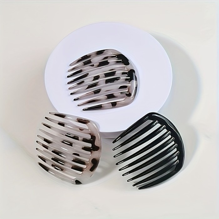 2pcs Elegant French Hair Combs for Women - Black Resin Crescent Moon Design, Nine-Tooth Styling Accessories for All Hair Types, Perfect Gift for Moms and Middle-Aged Ladies, Women's Hair Accessories | Modern Hair Accessory | Durable Hair Tool, Cute Hair Accessories