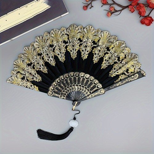 1pc Antique Folding Fan 1pc Oriental Style Fan, Dance Wedding Fan, Hand-made Antique Folding Fan, Decoration Daily To Send Friends Parents A Gift, Wedding Proposal Engagement Accessories, Mother's Day Spring Season Gift