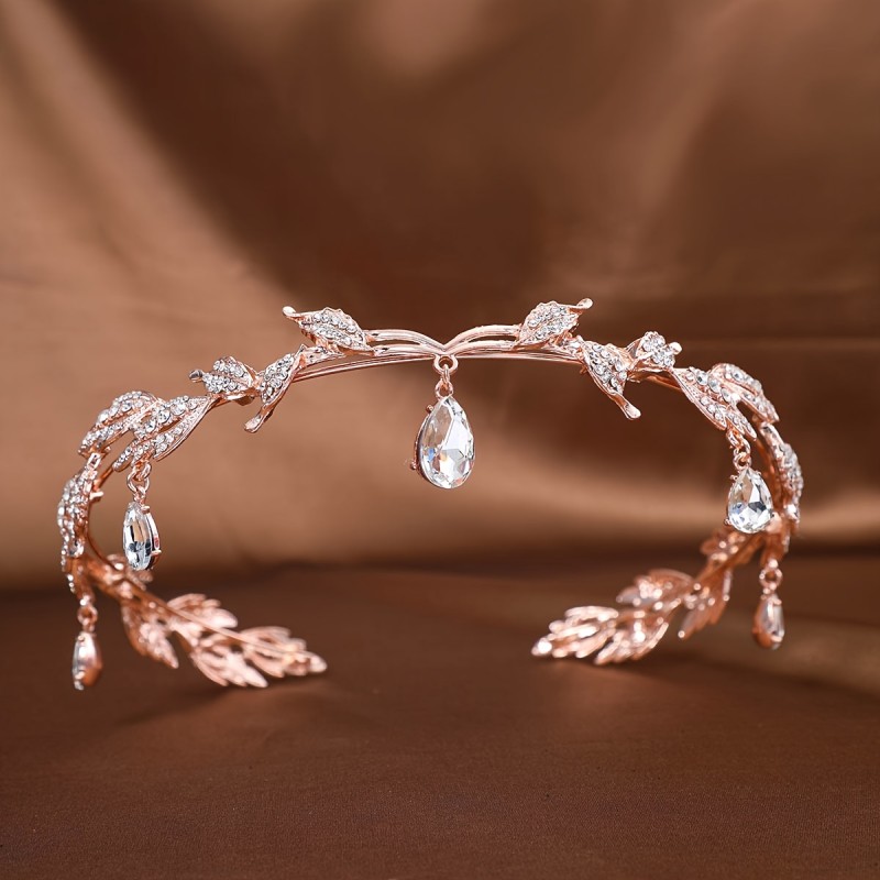 Elegant Vintage Baroque Rhinestone Tiara Crown - Hypoallergenic, Crystal & Pearl Adorned Bridal Headband with Teardrop Accents for Weddings & Formal Events