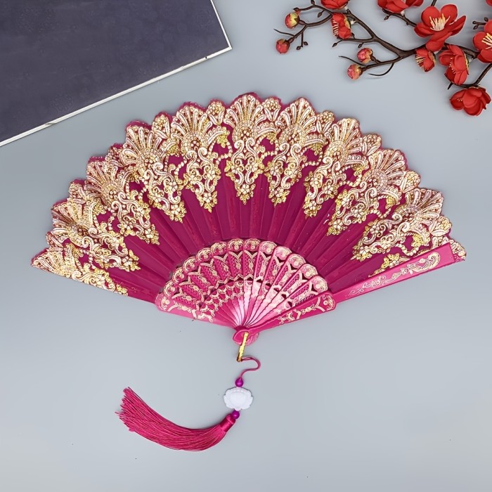 1pc Antique Folding Fan 1pc Oriental Style Fan, Dance Wedding Fan, Hand-made Antique Folding Fan, Decoration Daily To Send Friends Parents A Gift, Wedding Proposal Engagement Accessories, Mother's Day Spring Season Gift