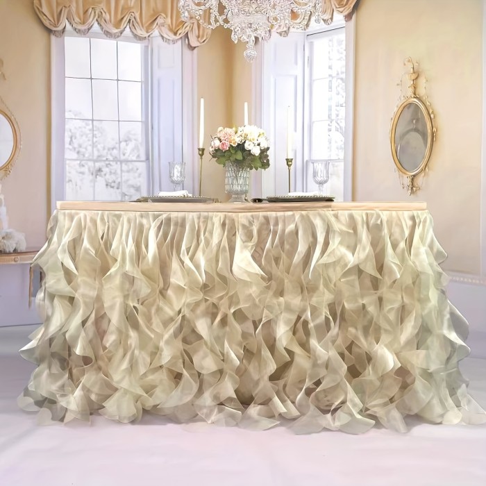 6ft Elegant Wrinkle-Resistant Table Skirt 6ft Elegant Wrinkle-Resistant Tulle Table Skirt, Soft Polyester for Rectangle or Round Tables, Perfect for Weddings, Parties, Birthdays, Christmas Decorations, Bohemian Style, No Feathers, No Power Needed