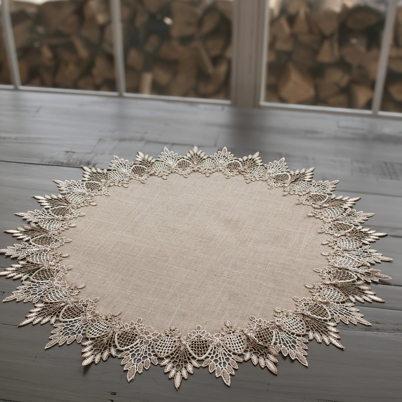 1pc Round Tablecloth, Holiday Table Decoration Tablecloth, Home Decoration, Dining Table Decoration, Kitchen Decoration, Room Decoration, Wedding Decoration, Party Decoration