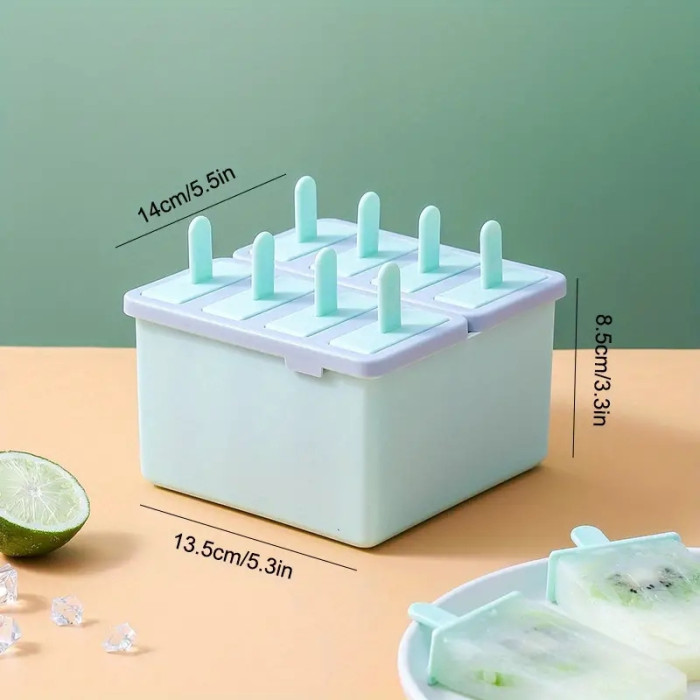 QuickFreeze 8pcs Easy Release DIY Popsicle Maker - Consumable Grade Vertical Ice Cream Mold for Homemade Ice Bars