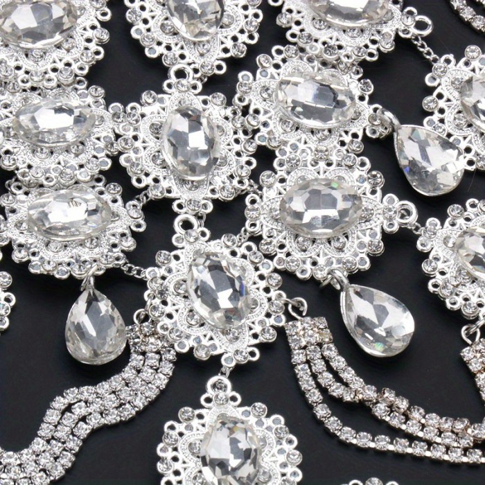 Elegant Rhinestone Head Chain Rhinestone Tassel Head Chain - Elegant Princess-Inspired Alloy & Feather, Perfect for Bridal & Evening Gowns, Beach Parties & Formal Events