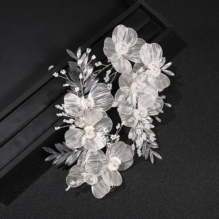 Bridal Wedding Headband Flower Faux Pearl Hairpin Hair Accessories For Women Hair Jewelry Party Bride Headpiece Bridesmaid Gift