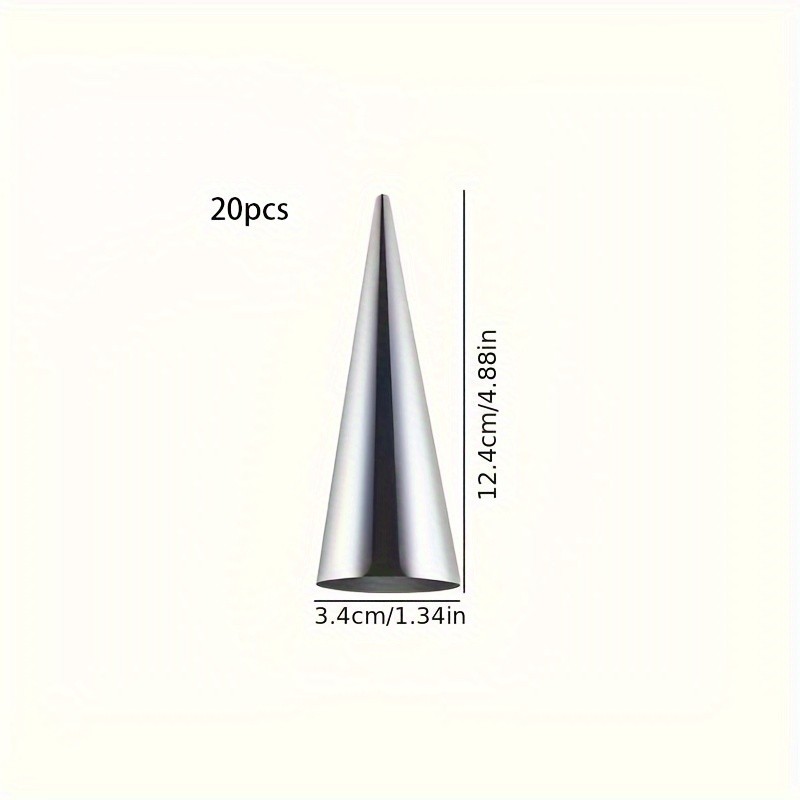 20pcs Stainless Steel Cone Pastry Molds - Perfect for Croissants, Danish Pastries & Ice Cream Cones - Essential Baking Tools