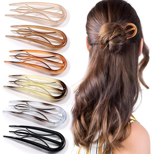 1pc New high-end large branch U-shaped double hairpin for girls with bobbed hair, new Chinese-style hairpin