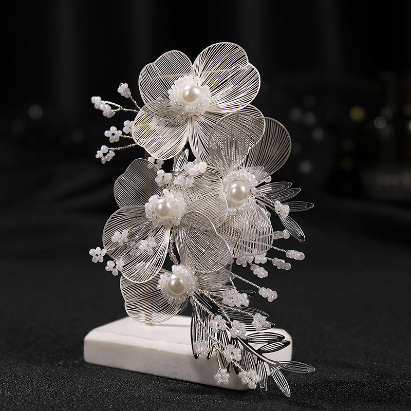 Bridal Wedding Headband Flower Faux Pearl Hairpin Hair Accessories For Women Hair Jewelry Party Bride Headpiece Bridesmaid Gift