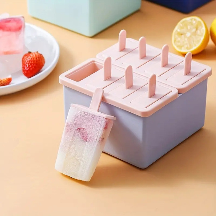 QuickFreeze 8pcs Easy Release DIY Popsicle Maker - Consumable Grade Vertical Ice Cream Mold for Homemade Ice Bars