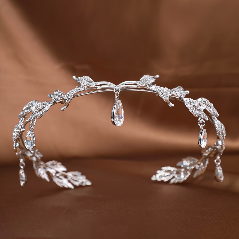 Elegant Vintage Baroque Rhinestone Tiara Crown - Hypoallergenic, Crystal & Pearl Adorned Bridal Headband with Teardrop Accents for Weddings & Formal Events