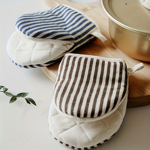 1pc\u002F2pcs High Temperature Resistant Striped Oven Mitts - Food Grade Heat Insulated Baking Gloves for Scalding-proof Cooking Kitchen Accessories