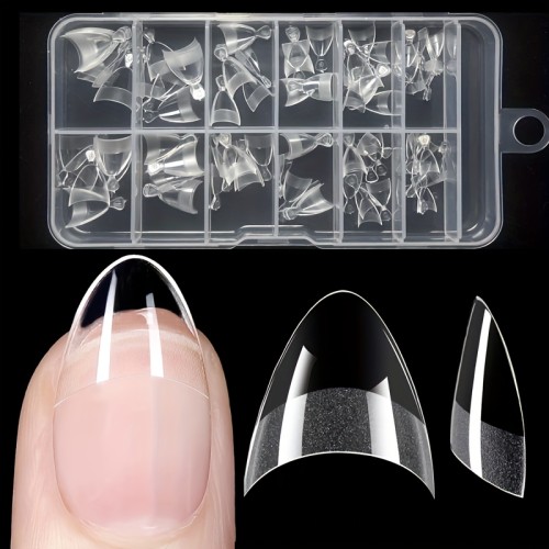 240 Pieces Half Matte Half Cover Almond Shaped False Nails - Multi-Angle Display, Thinner Edge for Natural Fit, Thicker Front for Durability