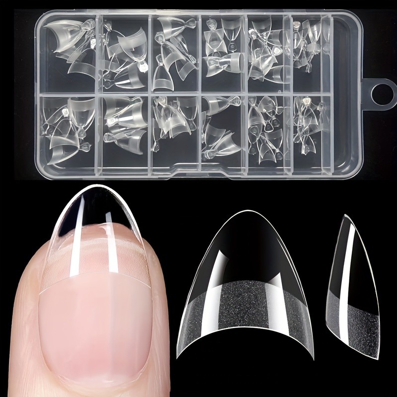 240 Pieces Half Matte Half Cover Almond Shaped False Nails - Multi-Angle Display, Thinner Edge for Natural Fit, Thicker Front for Durability