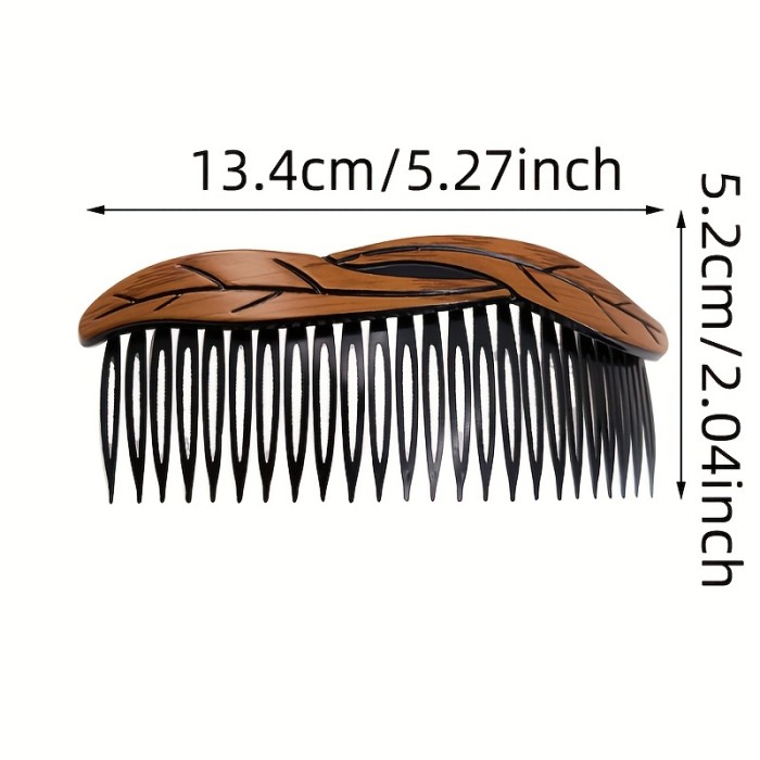 2-Pack Vintage Wood Hair Comb 2-Pack 13cm Vintage Wood Grain Hair Comb Set, Elegant Plastic Hair Claw, Solid Color, Straight Bar Style, Hair Accessories for Hairstyling