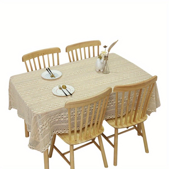Vintage Lace Decorative Table Cover - 1pc Hollow Out Crochet Tablecloth for Tea Coffee Dining Table, Party, Wedding Decoration