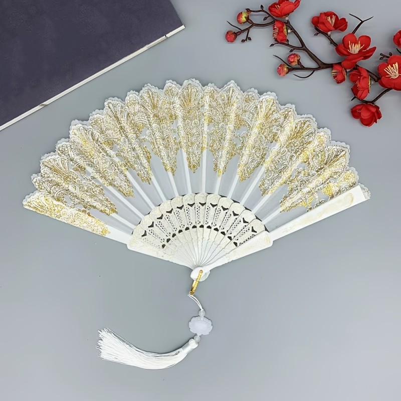 1pc Antique Folding Fan 1pc Oriental Style Fan, Dance Wedding Fan, Hand-made Antique Folding Fan, Decoration Daily To Send Friends Parents A Gift, Wedding Proposal Engagement Accessories, Mother's Day Spring Season Gift