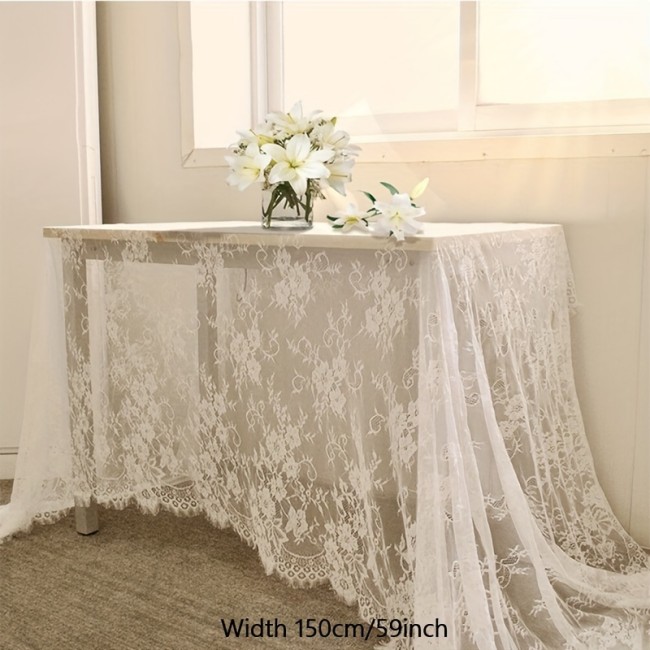 1pc White Lace Table Cover 1pc, White Lace Fabric for Table Cover, Lace Decorative Tablecloth Dining Cloth Textile Wedding Party Home Decor