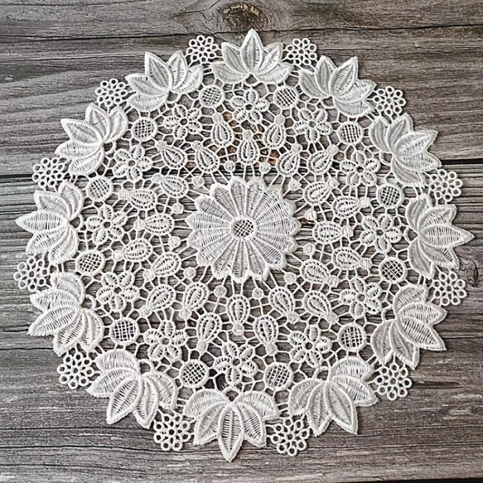 Round Luxury Lace Coaster Mat Light Luxury European Lace Round Coaster Bowl Mat Anti-scald Insulation Mat Fabric Table Mat Plate Mat Vase Table Lamp Mat