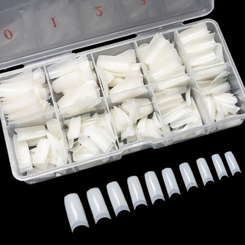 100\u002F500pcs Half Set of Fake Nail Tips | Acrylic Nail Tips, 10 Sizes, for Ladies French Acrylic Artificial Nails - Ideal for Nail Salons and Home DIY