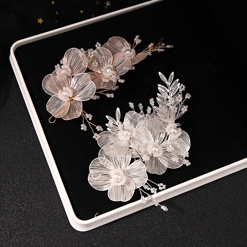 Bridal Wedding Headband Flower Faux Pearl Hairpin Hair Accessories For Women Hair Jewelry Party Bride Headpiece Bridesmaid Gift