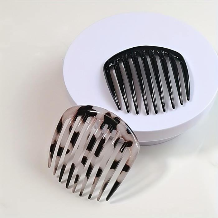 2pcs Elegant French Hair Combs for Women - Black Resin Crescent Moon Design, Nine-Tooth Styling Accessories for All Hair Types, Perfect Gift for Moms and Middle-Aged Ladies, Women's Hair Accessories | Modern Hair Accessory | Durable Hair Tool, Cute Hair Accessories