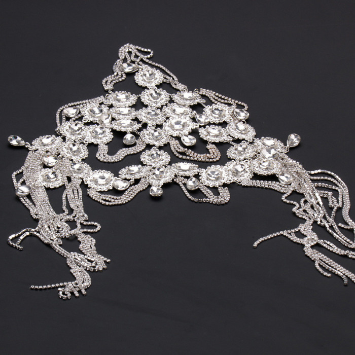 Elegant Rhinestone Head Chain Rhinestone Tassel Head Chain - Elegant Princess-Inspired Alloy & Feather, Perfect for Bridal & Evening Gowns, Beach Parties & Formal Events