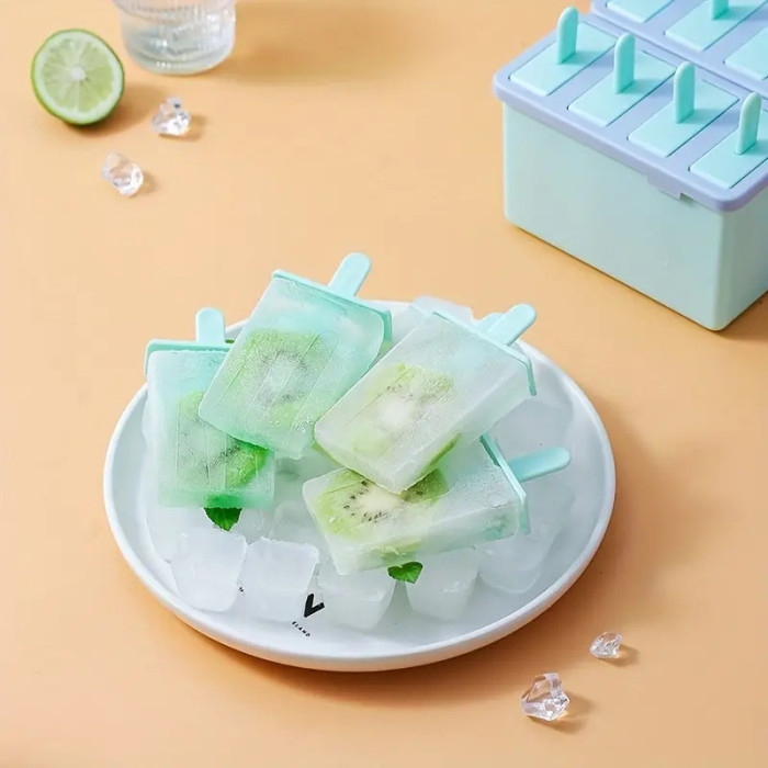 QuickFreeze 8pcs Easy Release DIY Popsicle Maker - Consumable Grade Vertical Ice Cream Mold for Homemade Ice Bars