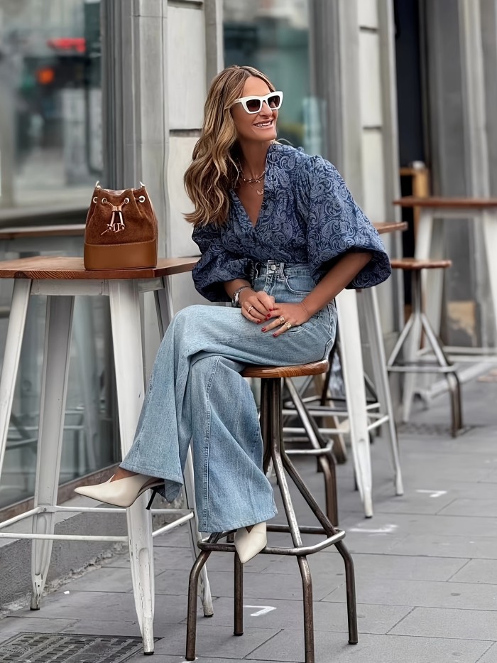 Blue Gray Print Shirt - Stylish, Unique for Casual Wear