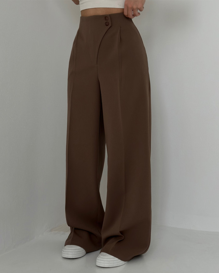 Design Button All-match Pants