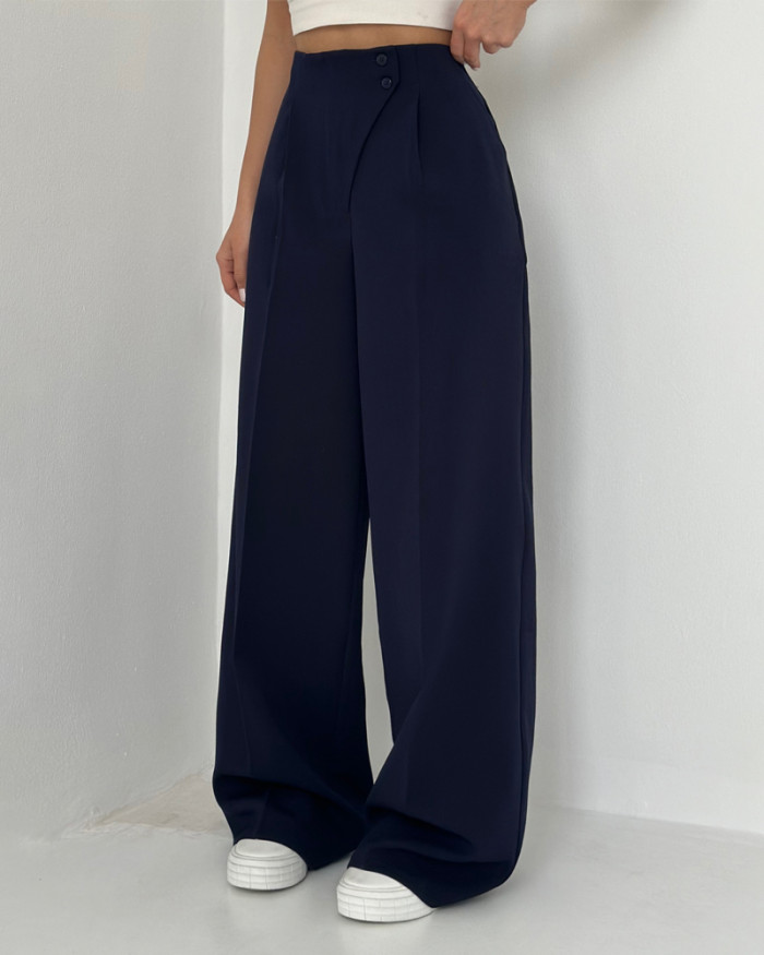 Design Button All-match Pants