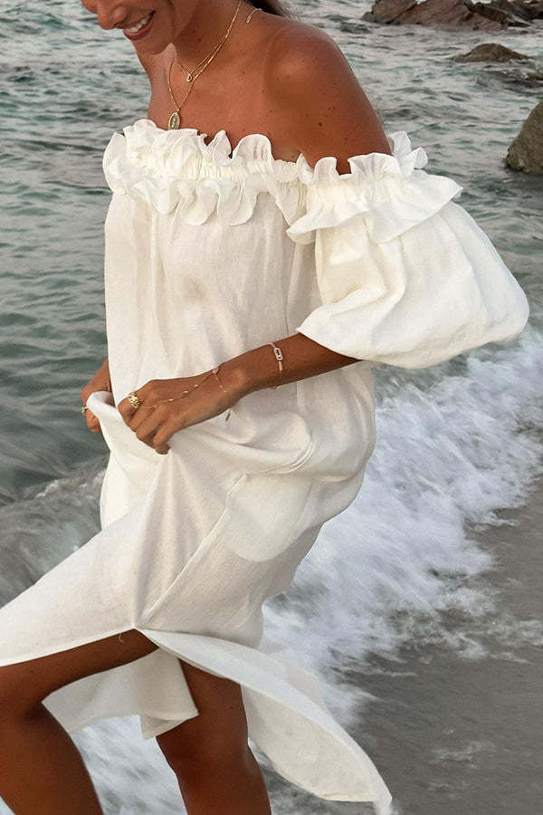 Madison Puff Sleeve Ruffle Waist Mesh Dress main image 1