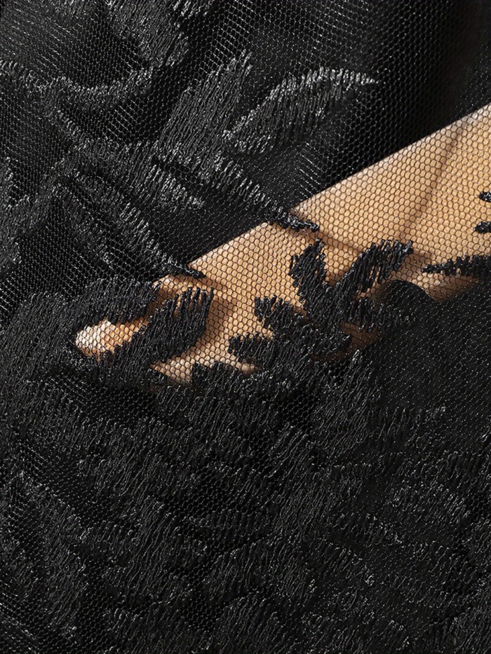 Men Sexy Lace Patchwork Sheer Lapel Collar Long Sleeve Stylish Party Nigthclub Cardigan Blazer Outerwear