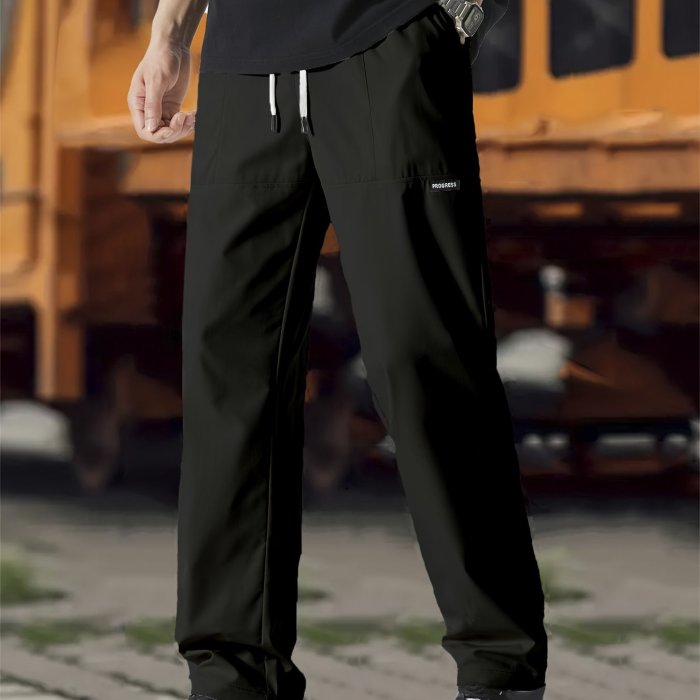 Casual Thin Sweatpants - Men's Straight Leg Joggers with Drawstring Waist for Spring Summer
