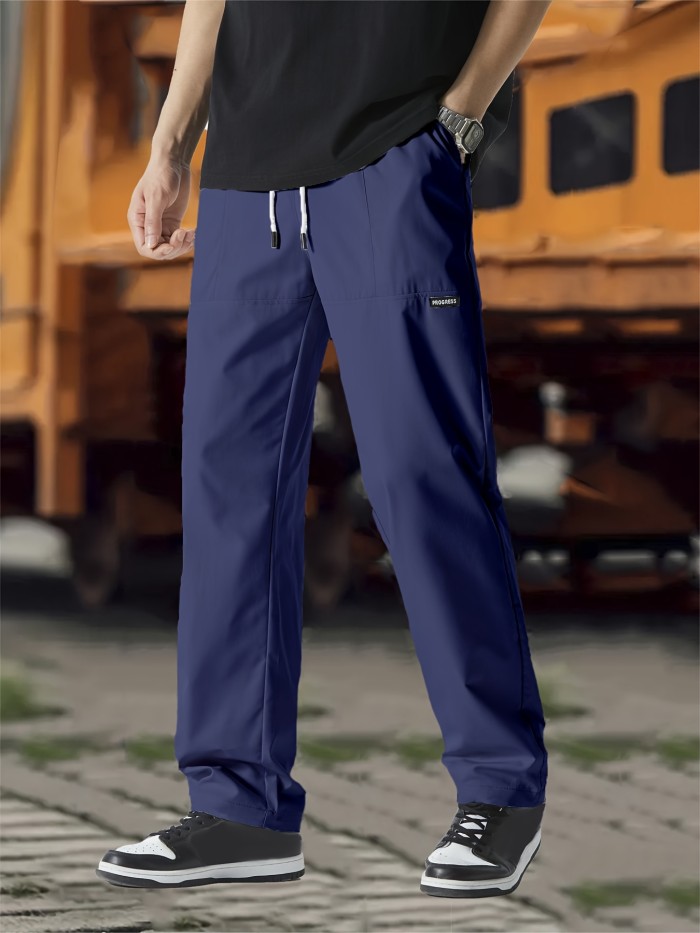 Casual Thin Sweatpants - Men's Straight Leg Joggers with Drawstring Waist for Spring Summer