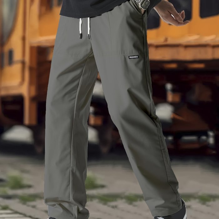 Casual Thin Sweatpants - Men's Straight Leg Joggers with Drawstring Waist for Spring Summer