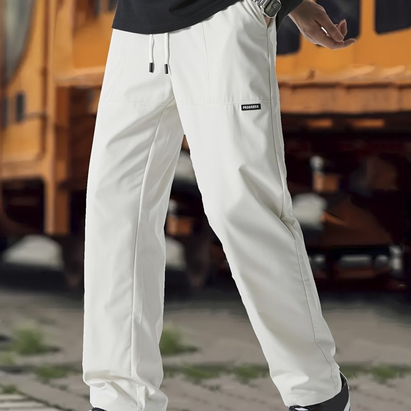 Casual Thin Sweatpants - Men's Straight Leg Joggers with Drawstring Waist for Spring Summer