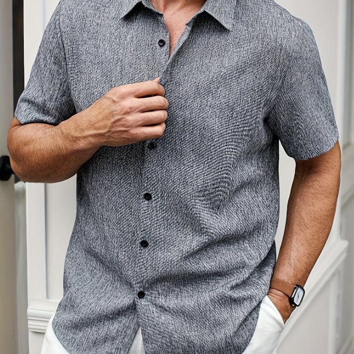 Men'S Casual Short-Sleeved Button-Up Shirt, Suitable for Daily Commuting And Going Out in Summer